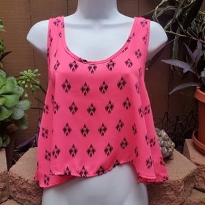 Poetry Neon Pink & Black Crop Tank